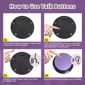 Recordable Talking Easy Carry Voice Recording Sound Button Pet Training