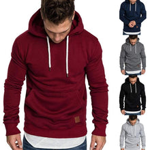 Load image into Gallery viewer, Loose Plain Lace Up Pullover Men&#39;s Hoodie with Pocket