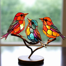 Load image into Gallery viewer, Birds on Branches Stained Glass Ornaments