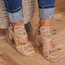 Load image into Gallery viewer, Buckle Hollow Heeled Sandals