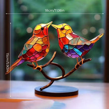 Load image into Gallery viewer, Birds on Branches Stained Glass Ornaments