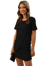 Load image into Gallery viewer, Casual Plain Round Neck Short Sleeve Asymmetrical Midi Dress