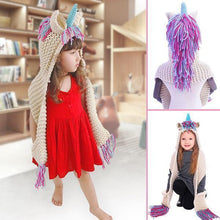 Load image into Gallery viewer, Crochet Cartoon Unicorn Winter Hat With Scarf Pocket