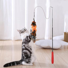 Load image into Gallery viewer, Feather Teaser Cat Toy Retractable Cat Feather Toy Wand