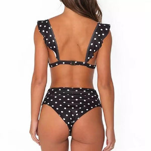 Polka Dot V Neck Swimsuit