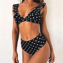 Load image into Gallery viewer, Polka Dot V Neck Swimsuit