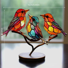 Load image into Gallery viewer, Birds on Branches Stained Glass Ornaments