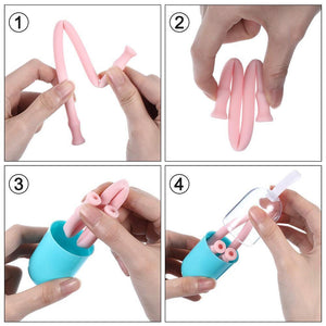 Silicone Straw Drinking Reusable,4PCS