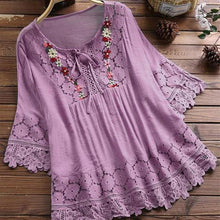 Load image into Gallery viewer, Fashion Lace Patchwork Bow Blouses for Women