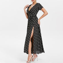 Load image into Gallery viewer, Belted Polka Dot Maxi Dress