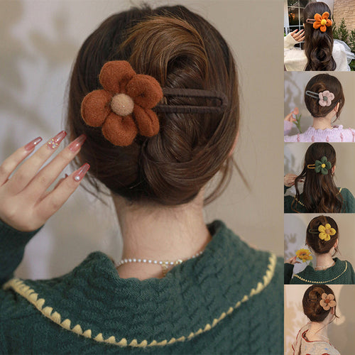 Elegant Plush Flower Hairpins