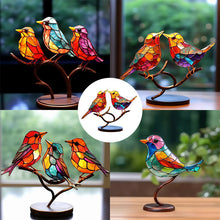 Load image into Gallery viewer, Birds on Branches Stained Glass Ornaments