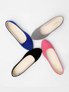 Big Size Suede Candy Color Pure Color Pointed Toe Light Slip On Flat Loafers