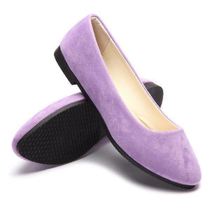 Big Size Suede Candy Color Pure Color Pointed Toe Light Slip On Flat Loafers