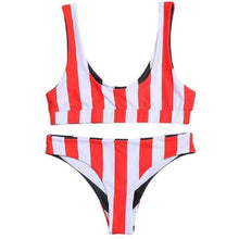 Load image into Gallery viewer, Reversible Stripe Bikini Set Swimsuit