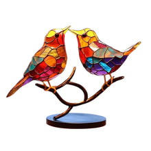 Load image into Gallery viewer, Birds on Branches Stained Glass Ornaments